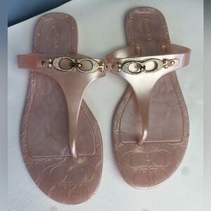 COACH Pennie Light Pink Coral Rhinestone Sandals Size 8B